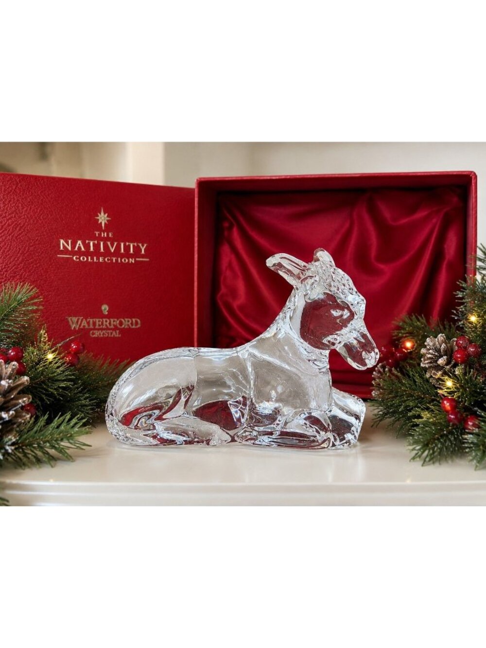 Waterford Crystal Nativity Donkey Figurine Ireland 4.5" Original Box Rare